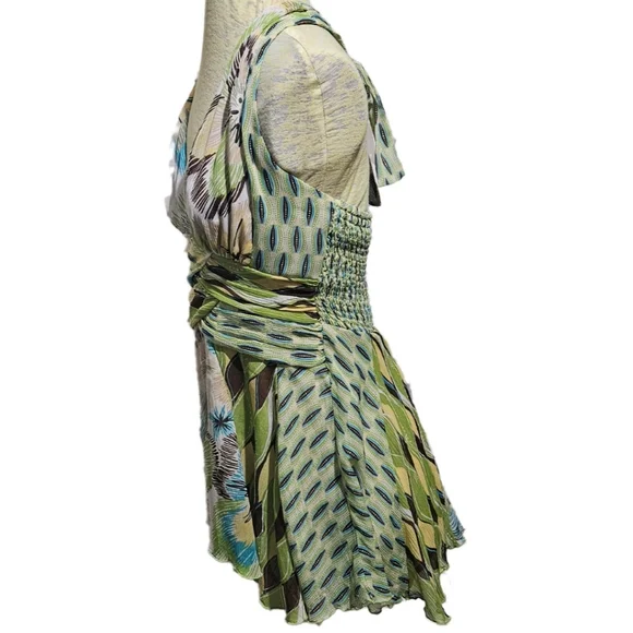 Bisou Bisou Multi Color Halter Top with Waist Shirred Waist Size Medium - Picture 3 of 11